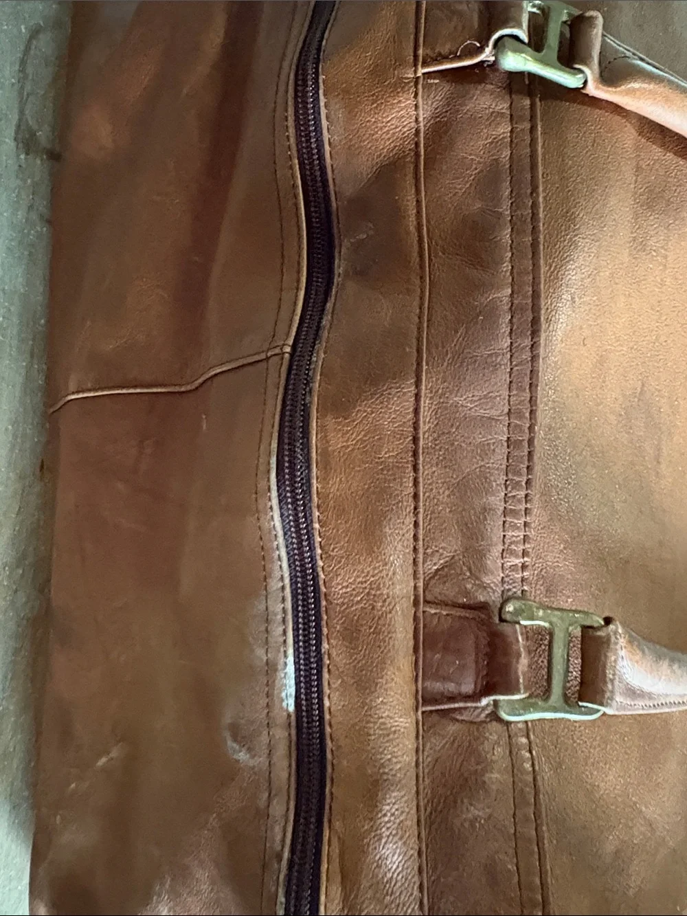 Leather Weekender Bag - Brown
